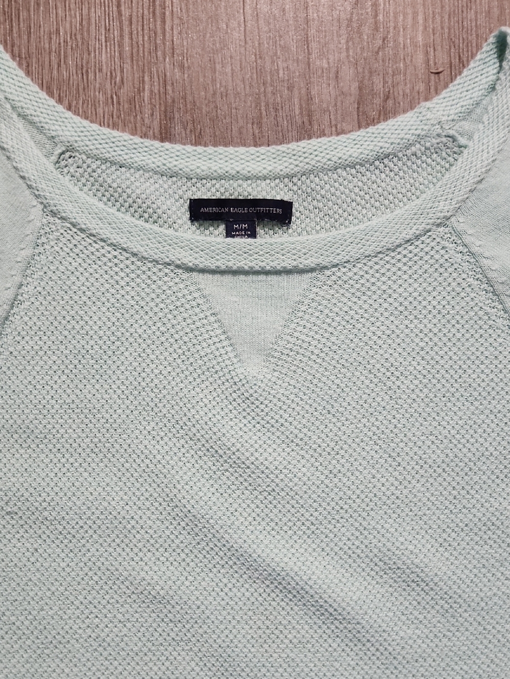 American Eagle Outfitters Pale Mint Textured Crew Sweater